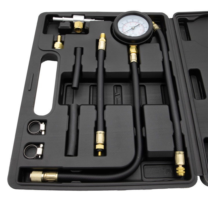 Tlakový tester benzinových vstřikovacích systémů, 0–7 bar, spojky 1/4", 3/8"