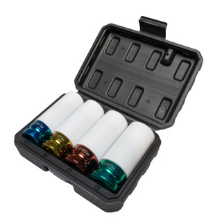 Sada nárazových nástrčných hlavic 1/2" pro hliníkové disky – 17, 19, 21, 22mm, 4ks