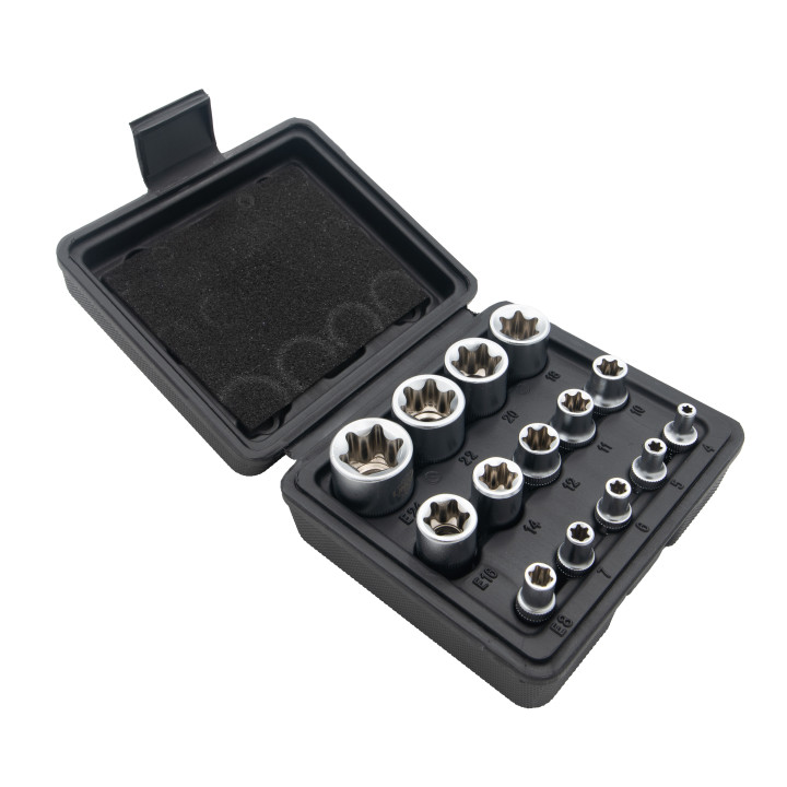 Sada nástrčných hlavic E-Torx, E4-E24, 14ks