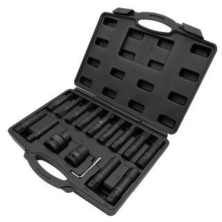 Sada úderových nástavců Hex, Torx a E-profil – 16 ks