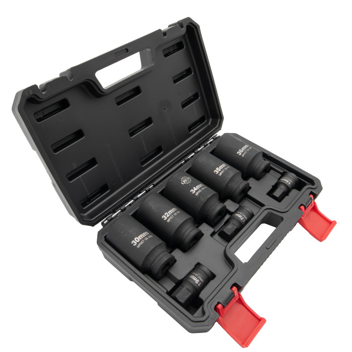 Sada nástrčných klíčů na hnací hřídel, 12pt 30-36mm, 6pt 14-19mm, 8ks