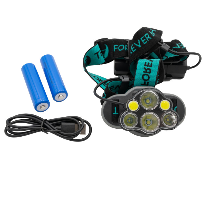 LED čelovka Ultra T6 2x10W + XP-E 2x3W, 500lm, 2x1200mAh Li-Ion
