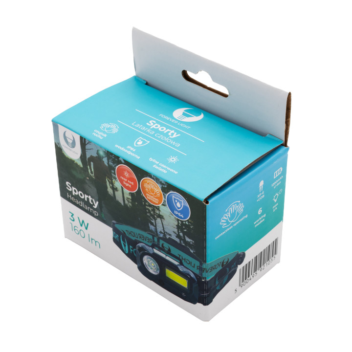 LED čelovka Sporty XP-E 3W + COB 3W, 160lm, 1200mAh Li-Ion