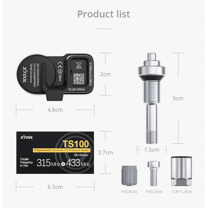 1ks ventilu TPMS s kovovým dříkem