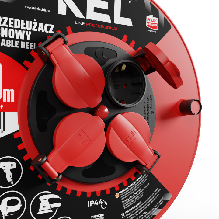 Prodlužovací kabel na bubnu, tepelná pojistka, délka 40m, 2300W, 3x1.5mm2