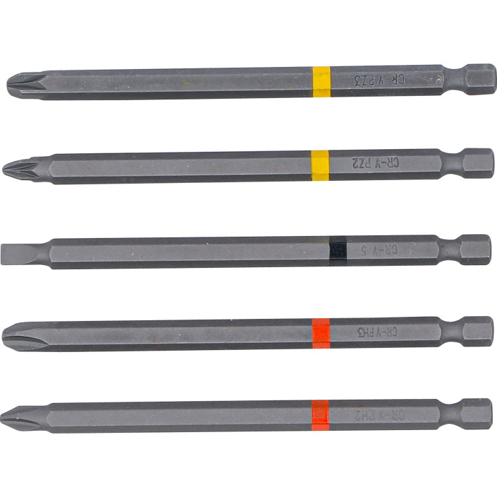 Sada bitů 6,3mm (1/4") pohon, křížový PH, křížový PZ, plochý SL, délka 110mm, 5ks