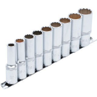 Sada hlubokých nástrčných hlavic, 12hran, čtyřhran 12,5 mm (1/2"), 10-24 mm, 9 ks