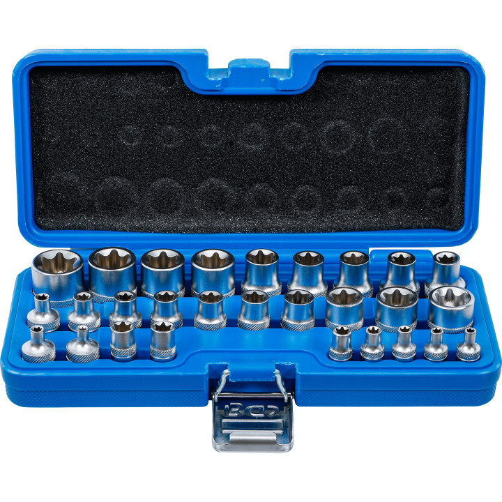 Sada nástrčných klíčů E-profil 6.3mm (1/4") / 12.5mm (1/2") E4-E24, 28 ks