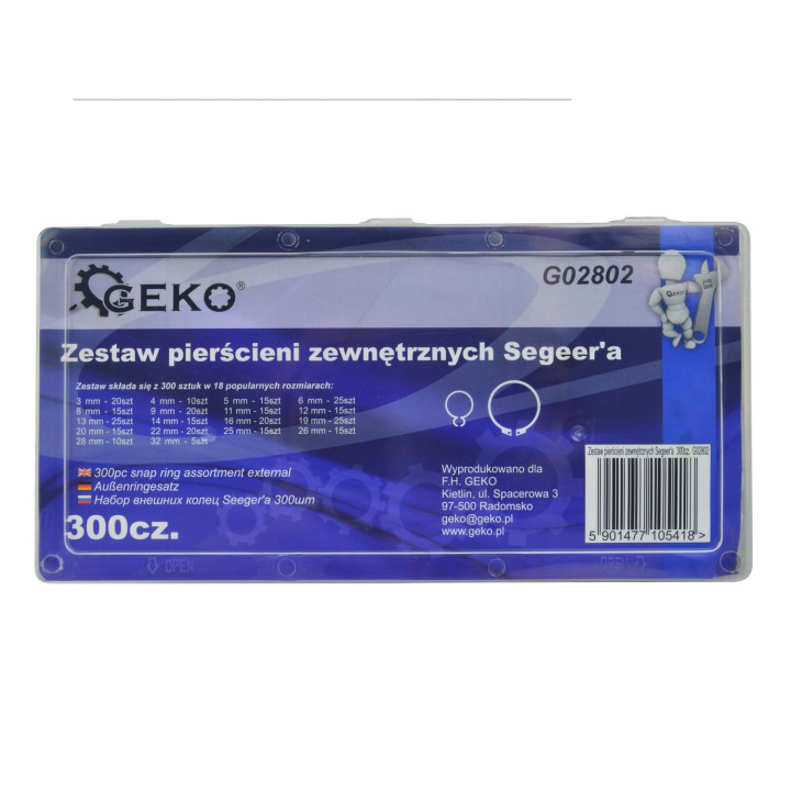 Sada vnějších pojistných kroužků 3-32mm, 300ks