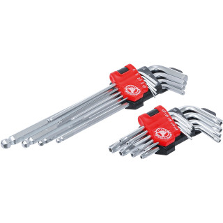 Sada dlouhých L-klíčů Torx (T10–T50) a imbusových klíčů (1,5–10 mm), 18 ks