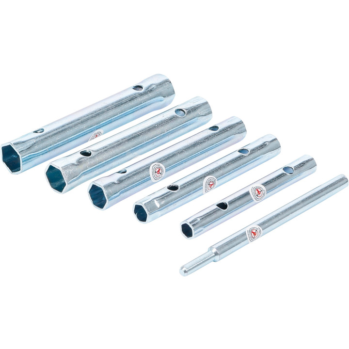 Sada trubkových klíčů s vratidlem, chromovaná, 6 ks