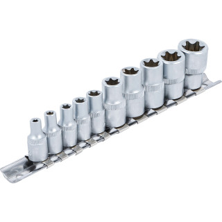 Sada nástrčných hlavic E-profil, 1/4" a 3/8", E4–E16, 10 ks