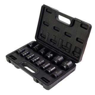 Sada 1/2" rázových nástrčných hlavic, krátké, 10-32 mm, 14 ks