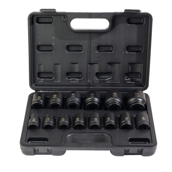 Sada 1/2" rázových nástrčných hlavic, krátké, 10-32 mm, 14 ks