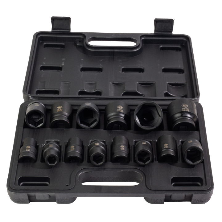 Sada 1/2" rázových nástrčných hlavic, krátké, 10-32 mm, 14 ks