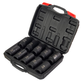 Sada 3/4" rázových nástrčných hlavic, dlouhé, 22-41 mm, 10 ks