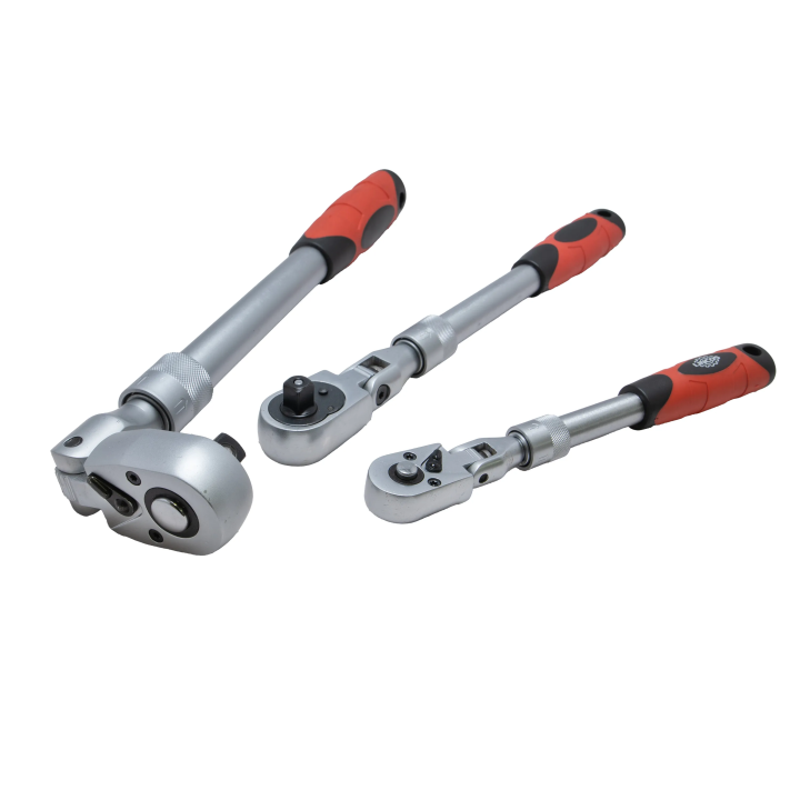 Sada teleskopických ráčen s kloubovou hlavou, 1/4", 3/8”, 1/2", 3ks