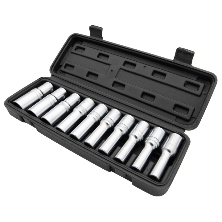 Sada nástrčných hlavic E-torx, E8-E24, 1/2" čtvercový pohon, 10ks