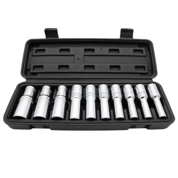 Sada nástrčných hlavic E-torx, E8-E24, 1/2" čtvercový pohon, 10ks