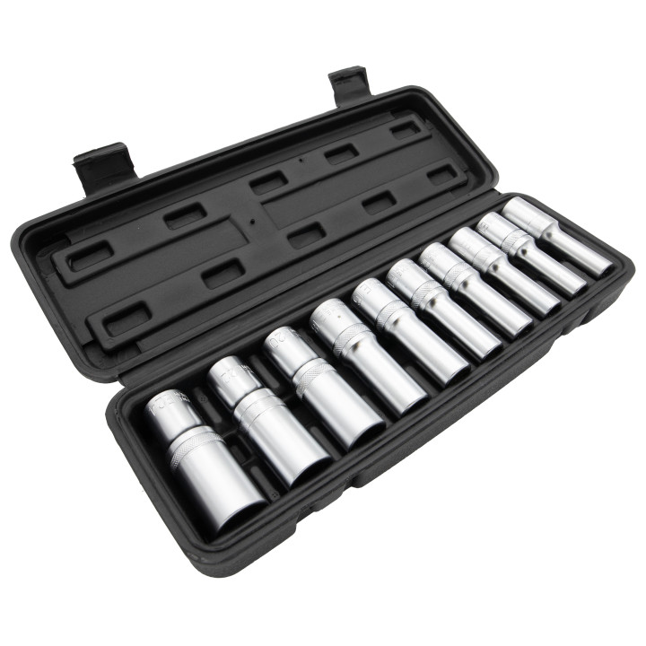 Sada nástrčných hlavic E-torx, E8-E24, 1/2" čtvercový pohon, 10ks