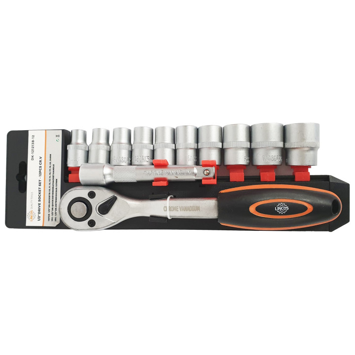Sada nástrčných hlavic + 1/2" ráčna, 12ks