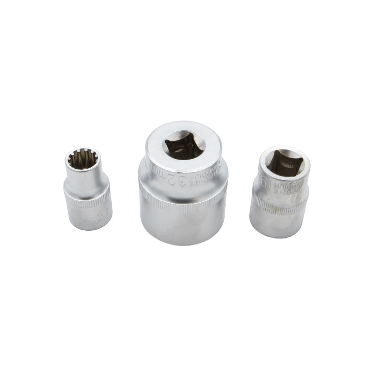 Sada nástrčných hlavic Spline, 8-32mm, 1/2" čtvercový pohon, 19ks