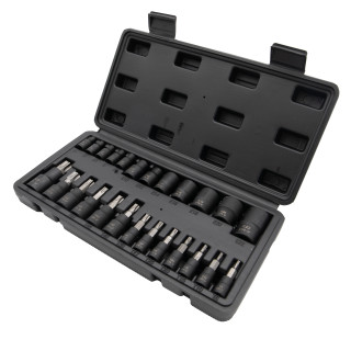 Sada nástrčných hlavic Torx a E-Profil, T8-T60, E4-E22, 25ks