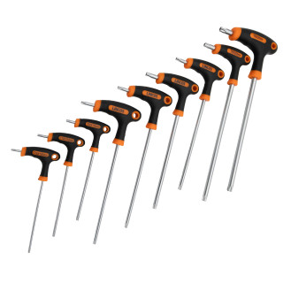 Torx klíče s T-rukojetí, 9ks, T10-T50