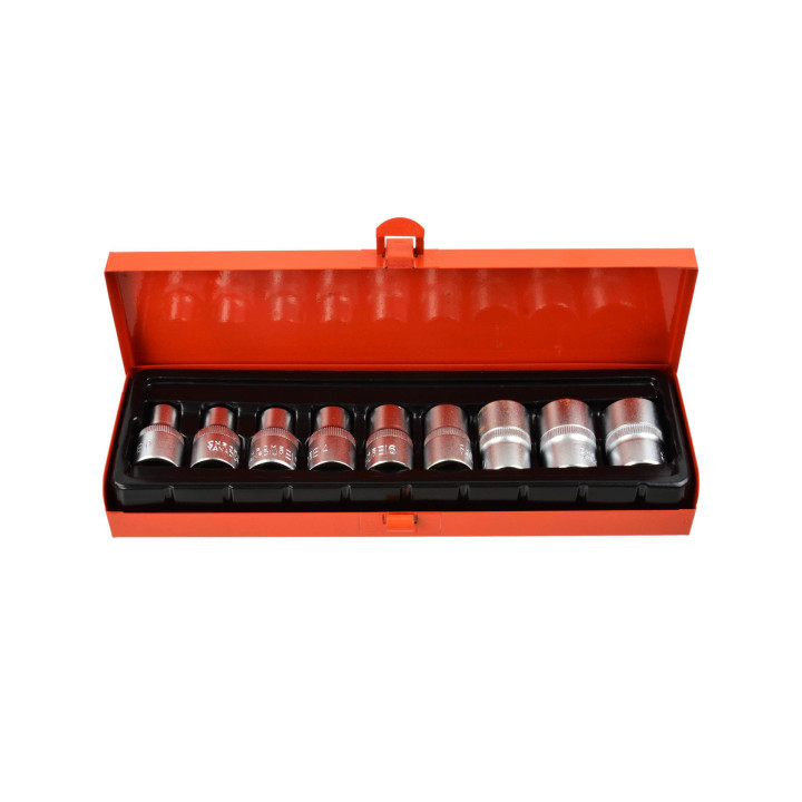 Sada nástrčných hlavic E-Torx, E10-E24, 1/2" čtyřhranný pohon, 9ks