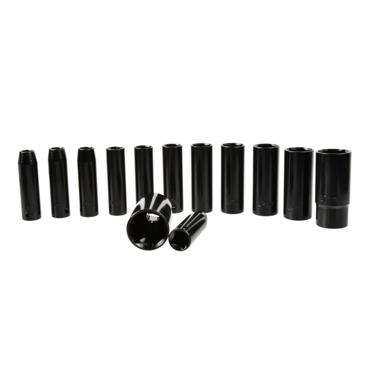 Rázový utahovák dlouhá sada nástrčných klíčů 1/2”, 10-30mm, 13ks