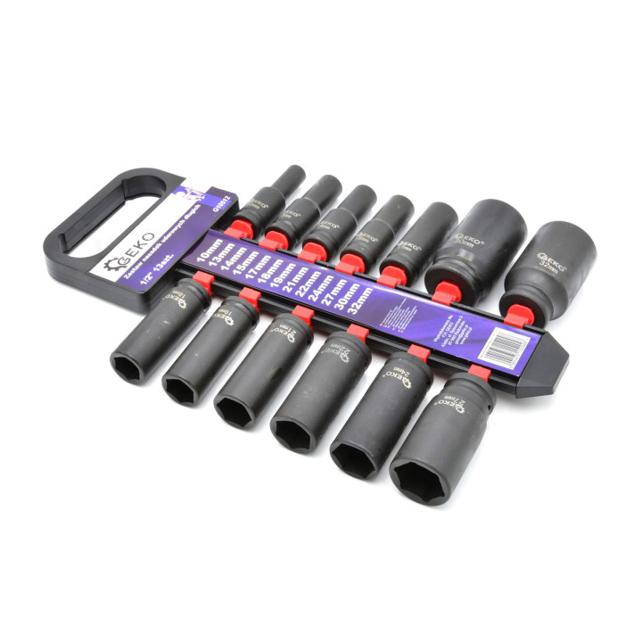 Sada dlouhých rázových násad, 6ti bodová, 1/2" čtverec, 10-32mm