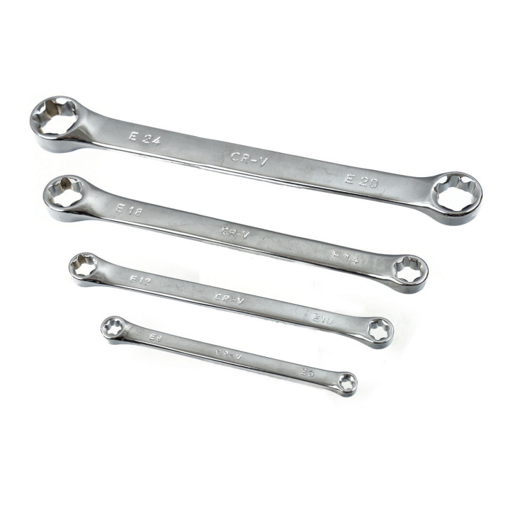Sada Torx/E-kroužkových klíčů E6-E24, 4ks